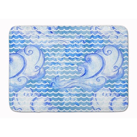 Carolines Treasures Beach Watercolor Abstract Waves Machine Washable Memory Foam Mat BB7530RUG